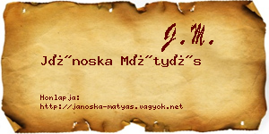 Jánoska Mátyás névjegykártya